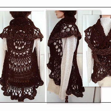 718, BOHEMIAN CROCHET VEST, LONG OR SHORT, CHILD AND ADULT