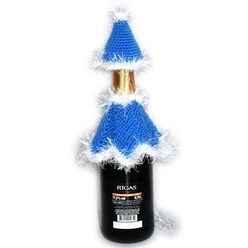Crochet Santa Bottle Cover Pattern – Christmas Wine Bottle Topper with Hat & Cape (Beginner PDF)