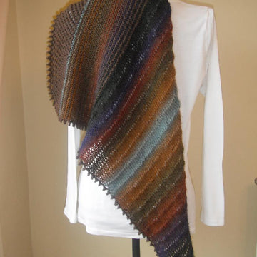 Drop, garter & lace triangular shawl
