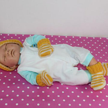 Baby Easy Stripe Pixie Hat, Booties & Mittens