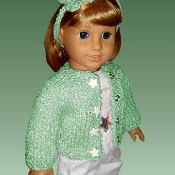 Pdf 18 in. doll knitting pattern. Fits American Girl Doll. Top-Down Seamless cardigan 011
