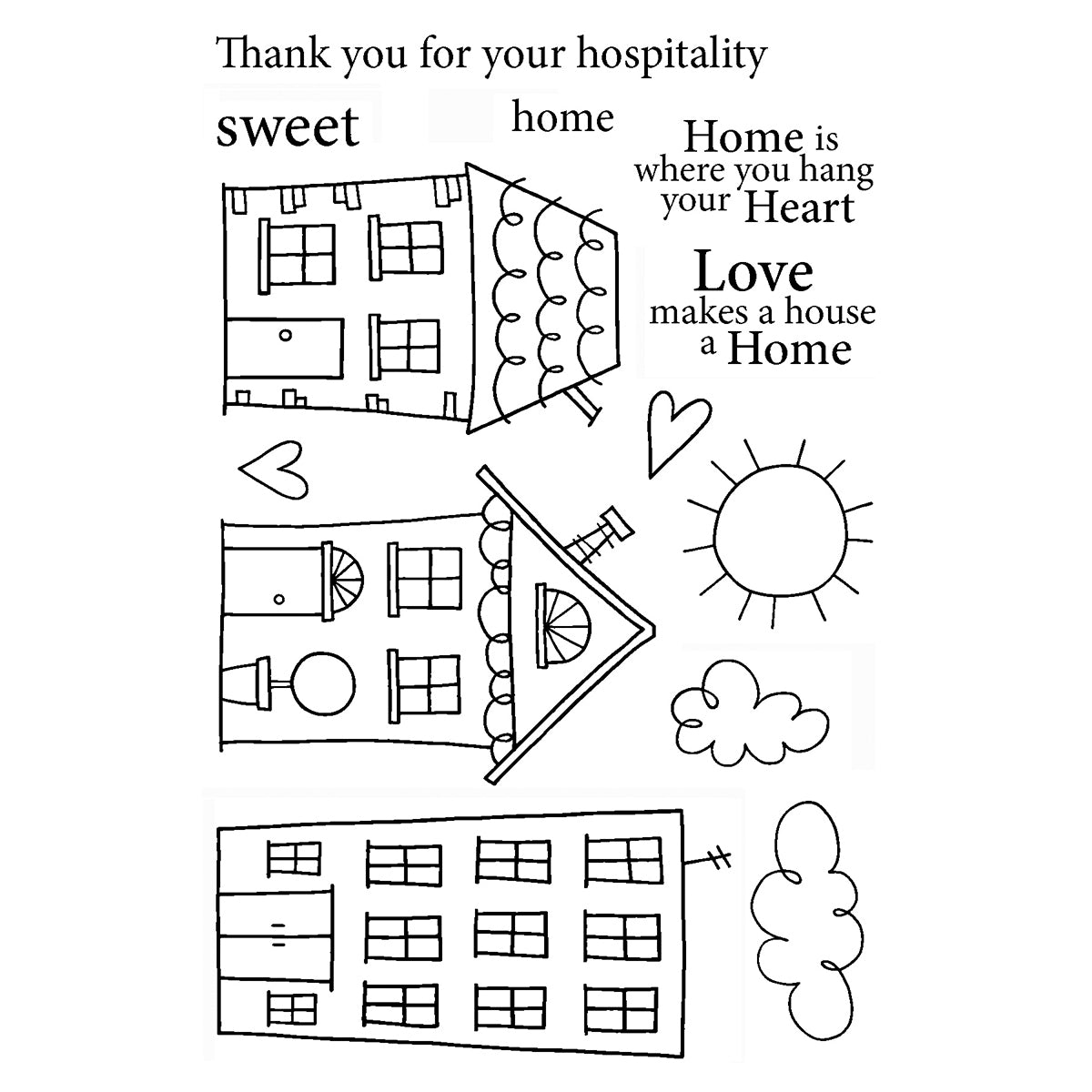 Jane's Doodles Clear Stamps 4"X6" - Home Sweet Home