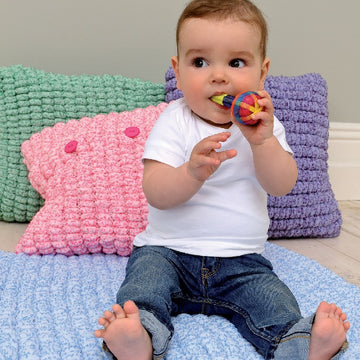 Baby Cushion, Blanket, Playmat & Cot Bumper in Rico Creative Pompon Party - 220 - Leaflet