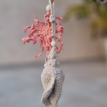Seashell coral bag charm keychain crochet pattern B2
