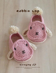 Bunny Rabbit Lop Baby Booties by Kittying Crochet Pattern