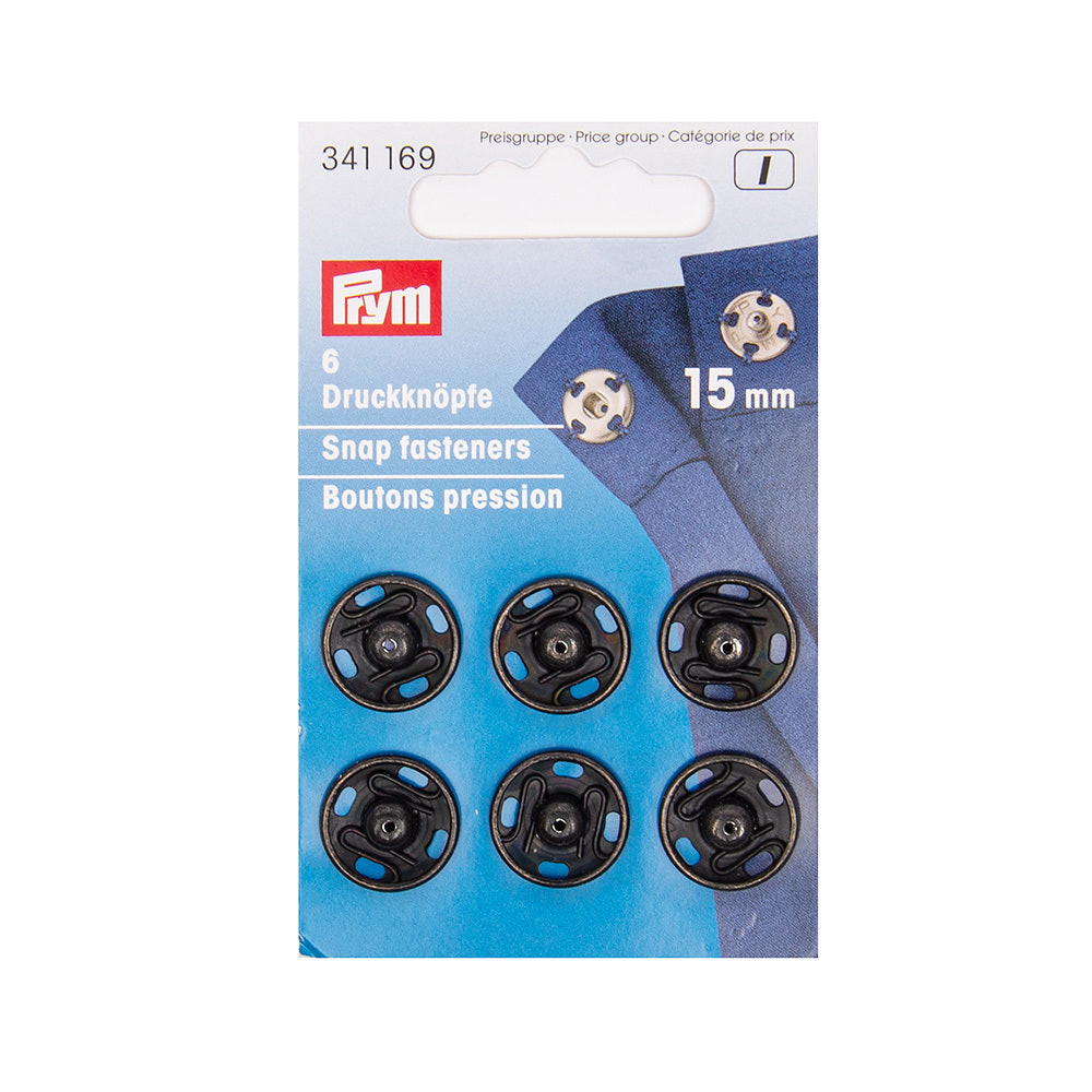Prym Sew-On Snap Fasteners 15 mm Black