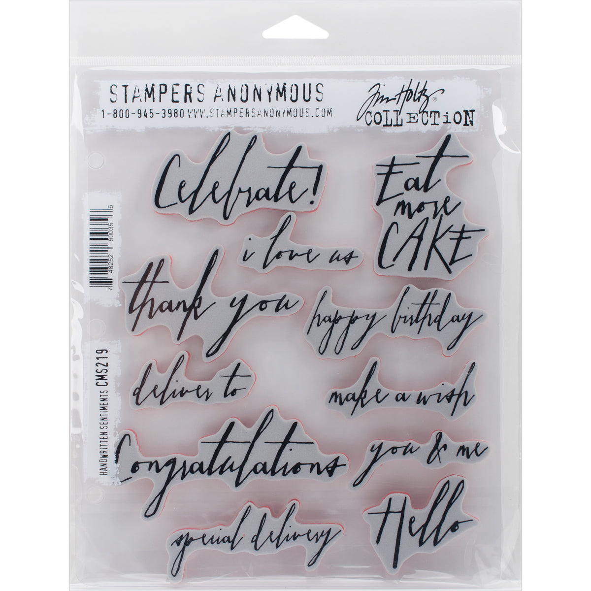 Stampers Anonymous Tim Holtz Cling Stamps 7"X8.5" - Handwritten Sentiments
