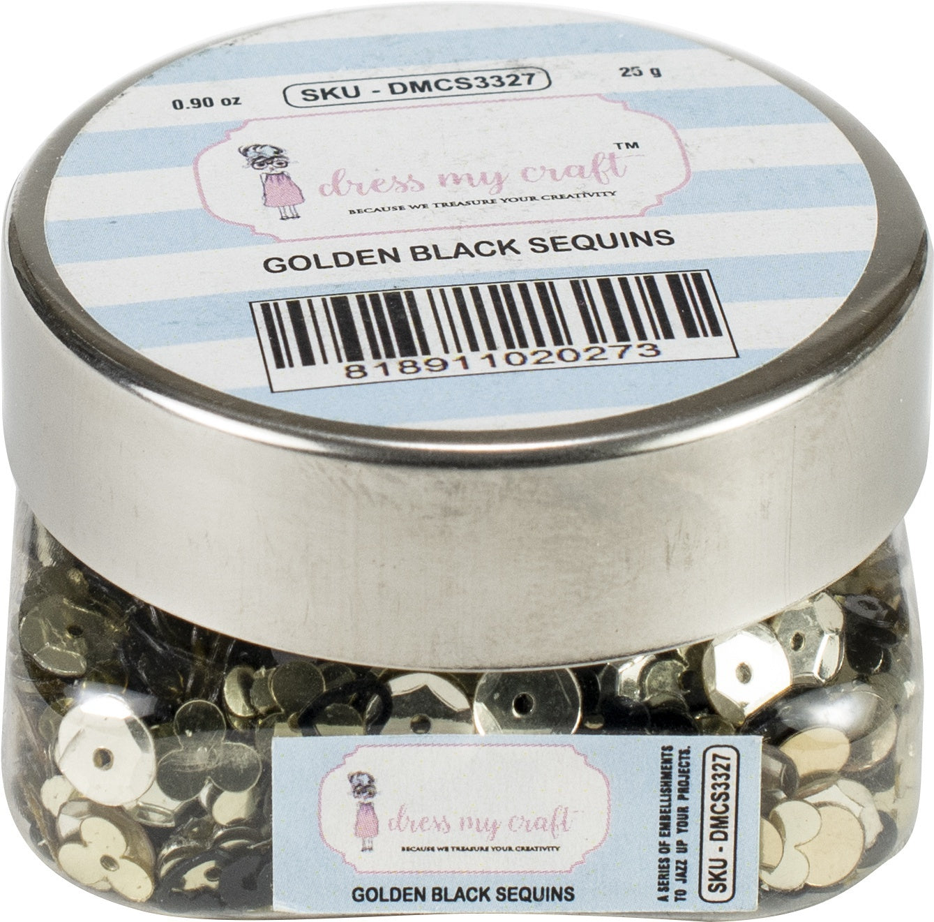 Dress My Crafts Sequins 25gms - Golden Black