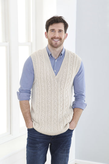 Sweater and Slipover in King Cole Fashion Aran - Leaflet