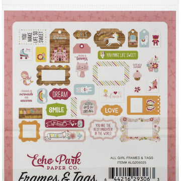 Echo Park Paper Echo Park Cardstock Ephemera 33/Pkg - Frames & Tags, All Girl
