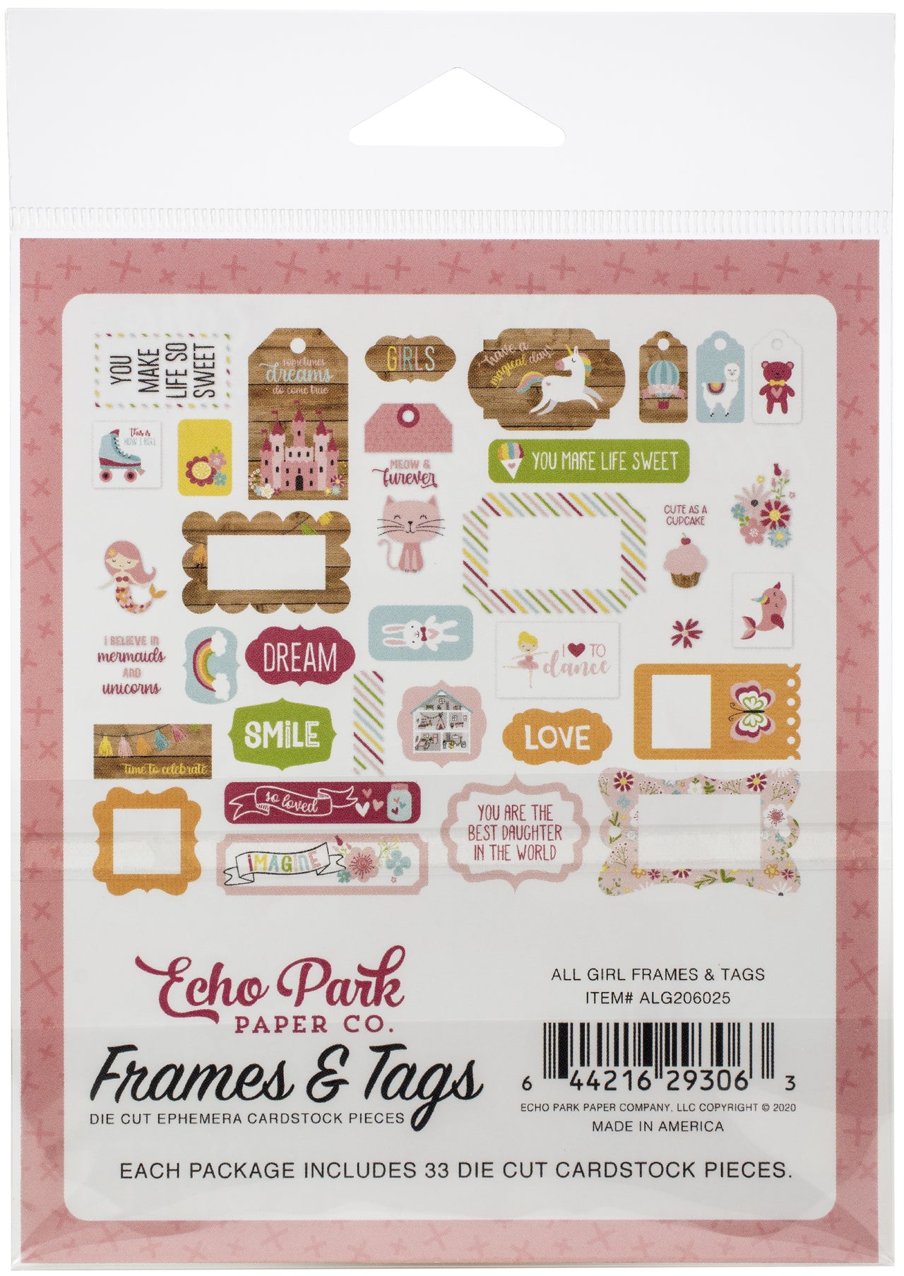 Echo Park Paper Echo Park Cardstock Ephemera 33/Pkg - Frames & Tags, All Girl