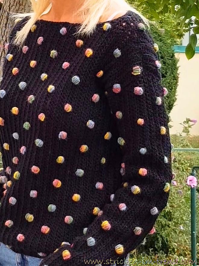 Crochet Pattern Sweater ConFetti #1 | Sideways Bobble Sweater + Video Guide PDF
