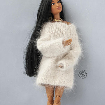 Sweater for 12" dolls knitted flat