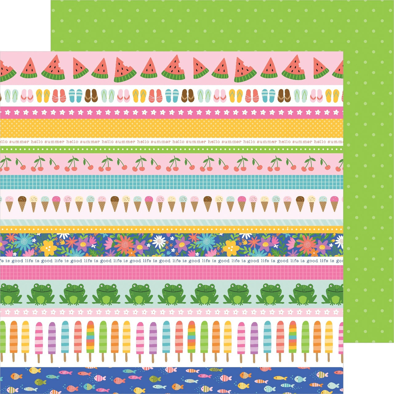American Crafts Sun & Fun Double-Sided Cardstock 12"X12" 25/Pkg - Strips