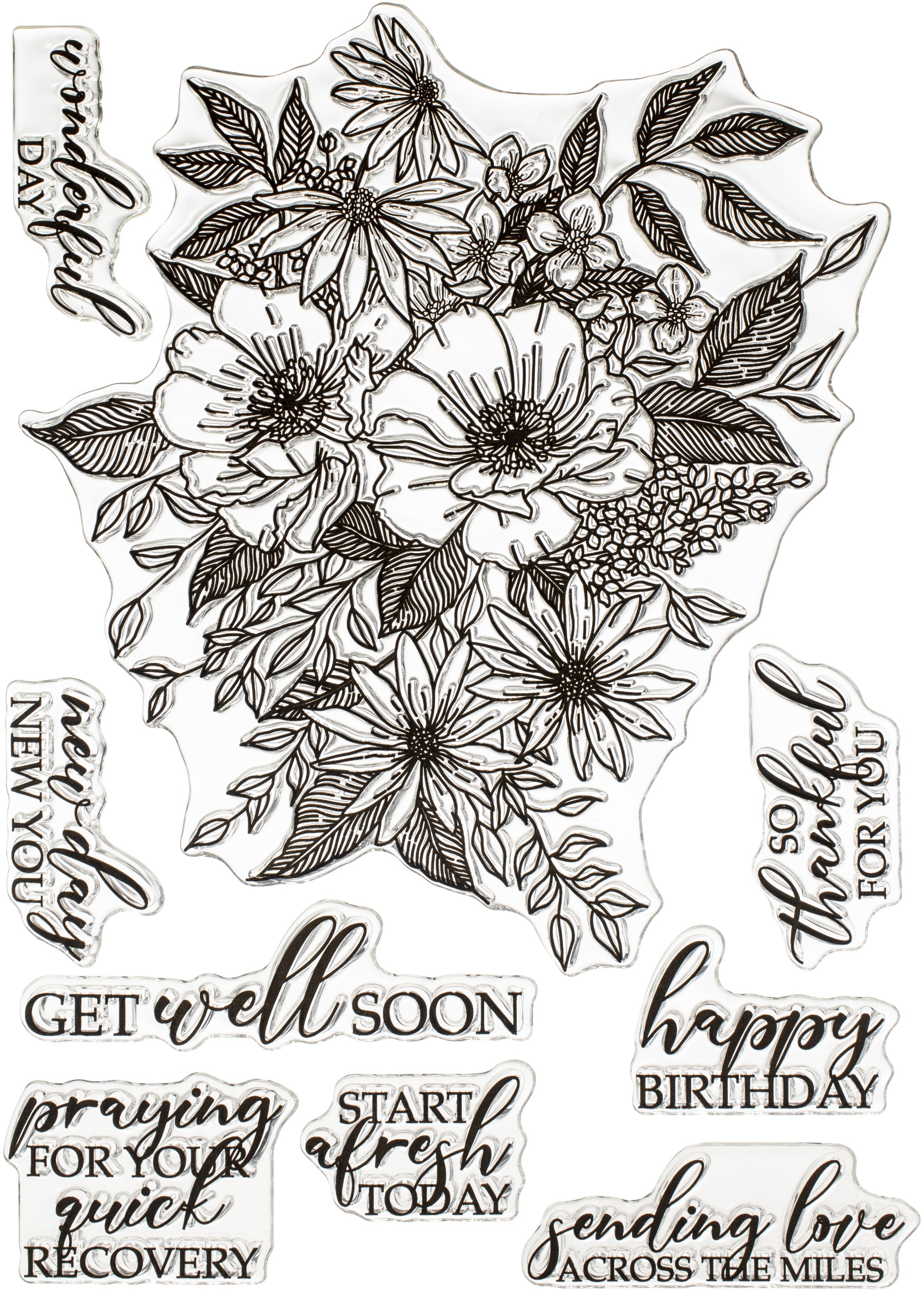 Waffle Flower Crafts Clear Stamp 5"X7" - Blossoms