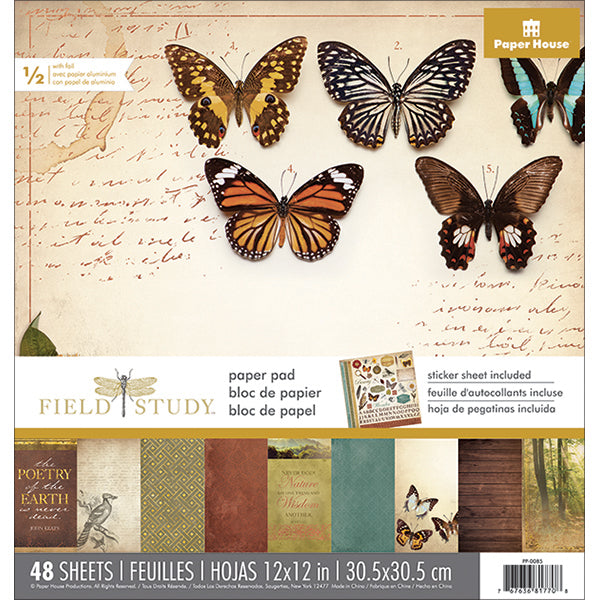 Paper House Single-Sided Paper Pad 12"X12" 48/Pkg - Field Study