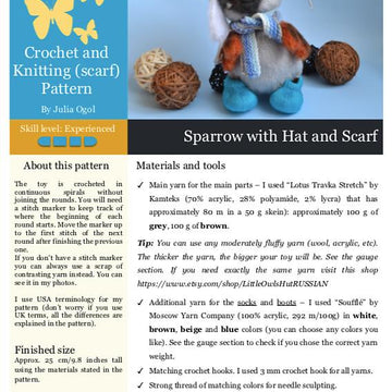 200 Sparrow with Hat and Scarf Bird