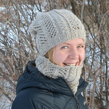 Cables and Lace Hat and Cowl