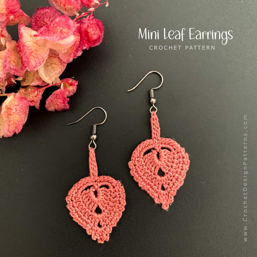 Mini Leaf Earrings Crochet Pattern