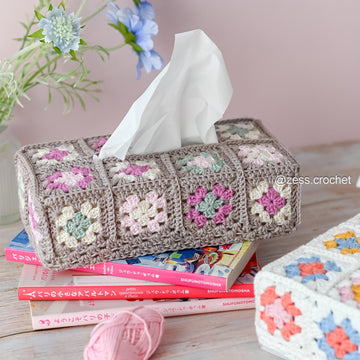 Rectangular Granny Square Tissue Box Cover Crochet Pattern – PDF Download