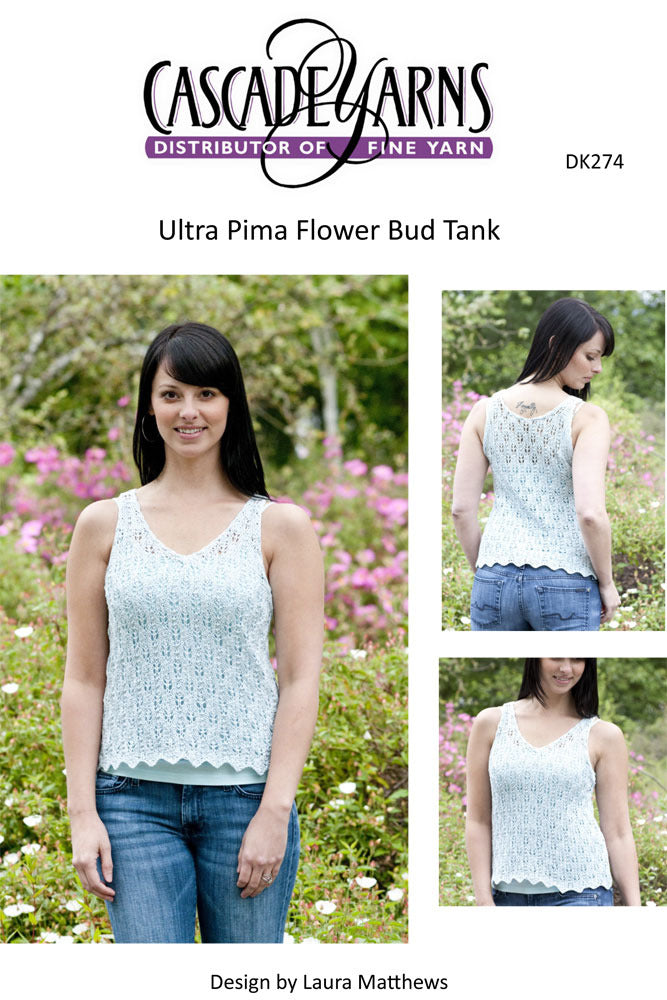 Ultra Pima Flower Bud Tank in Cascade Ultra Pima - DK274