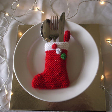 Pompom Christmas stocking cutlery holder chocolates & treats cover