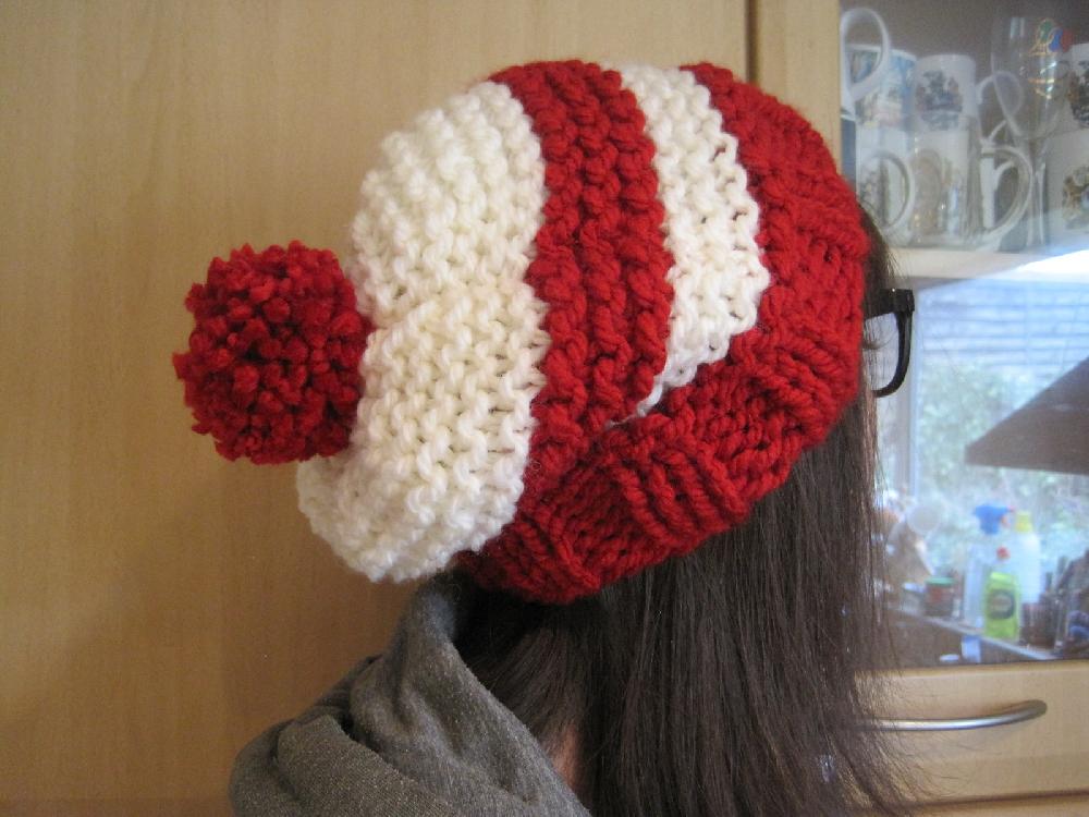 A Slightly, Slouchy, Stripy Bobble Hat