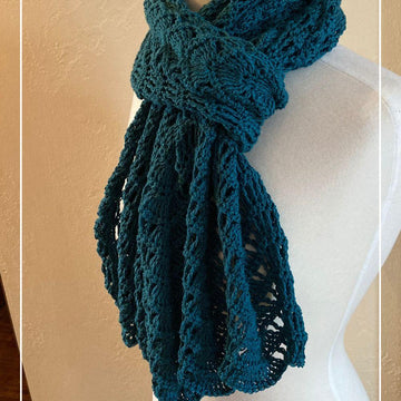 Abigail Crochet Sideways Shawl Feather and Fan Stitch