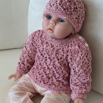 Jewel - Babies diamond lace sweater and beanie
