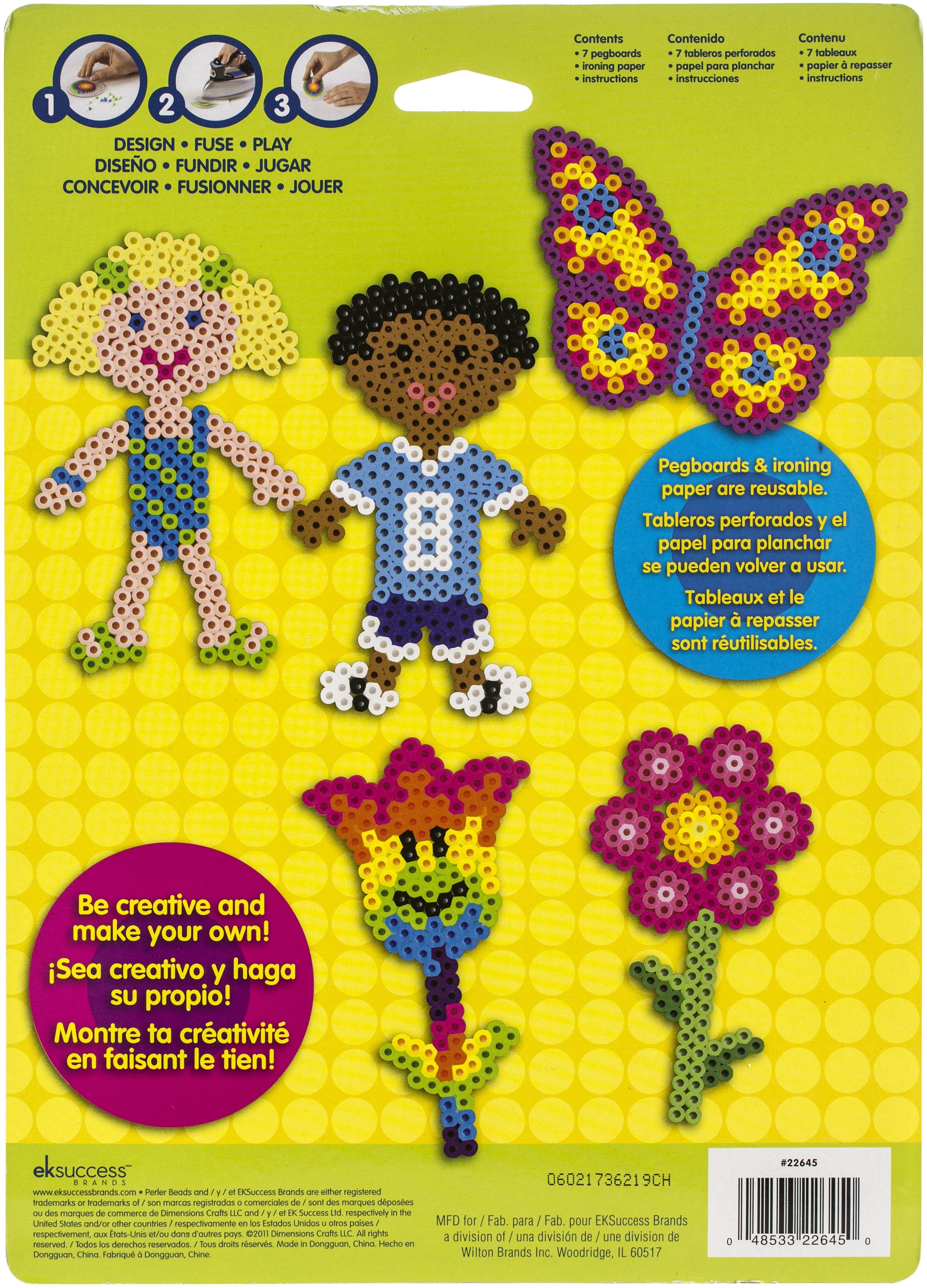 Perler Fun Fusion Pegboards 7/Pkg - Boy/Girl/Bear/Monkey/Butterfly/2 Flowers