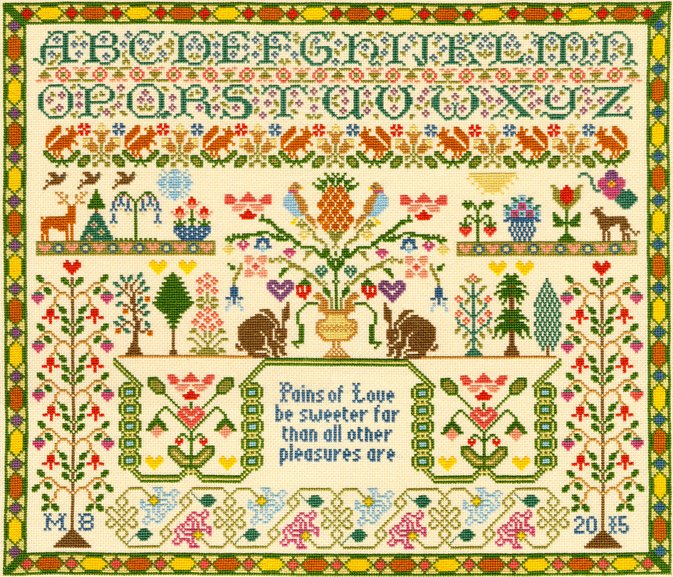 Bothy Threads Pains of Love Sampler Cross Stitch Kit - 43cm x 38cm