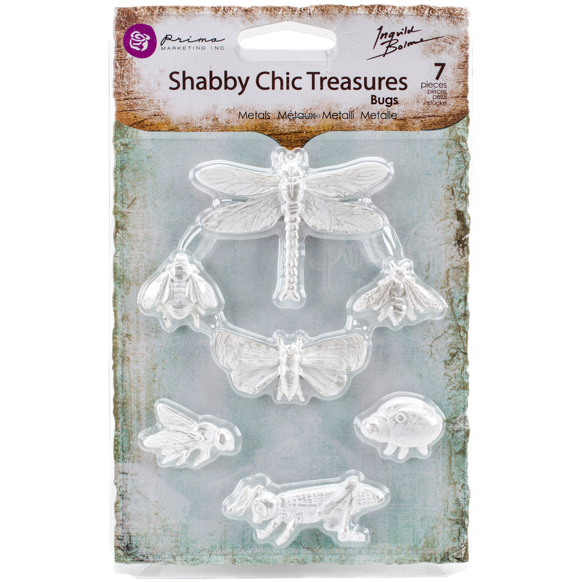 Prima Marketing Shabby Chic Treasures Resin Embellishments - Bugs 7/Pkg