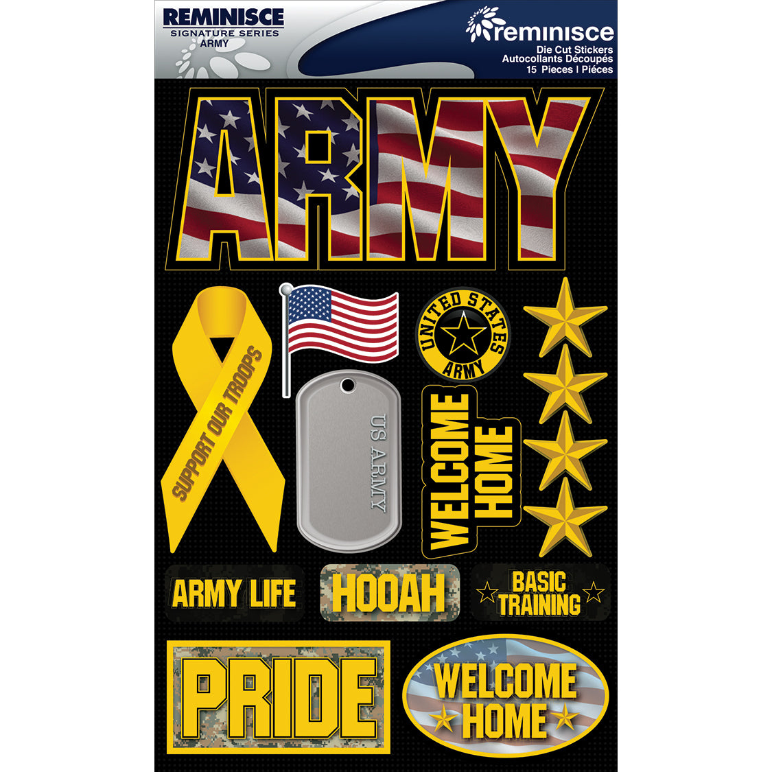 Reminisce Signature Series Dimensional Stickers 4.5"X6" - Army