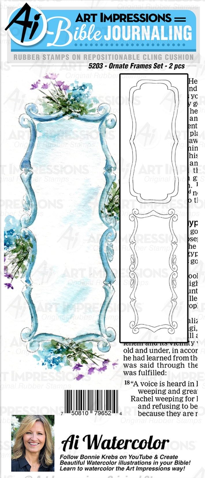 Art Impressions Bible Journaling Watercolor Rubber Stamps - Ornate Frames