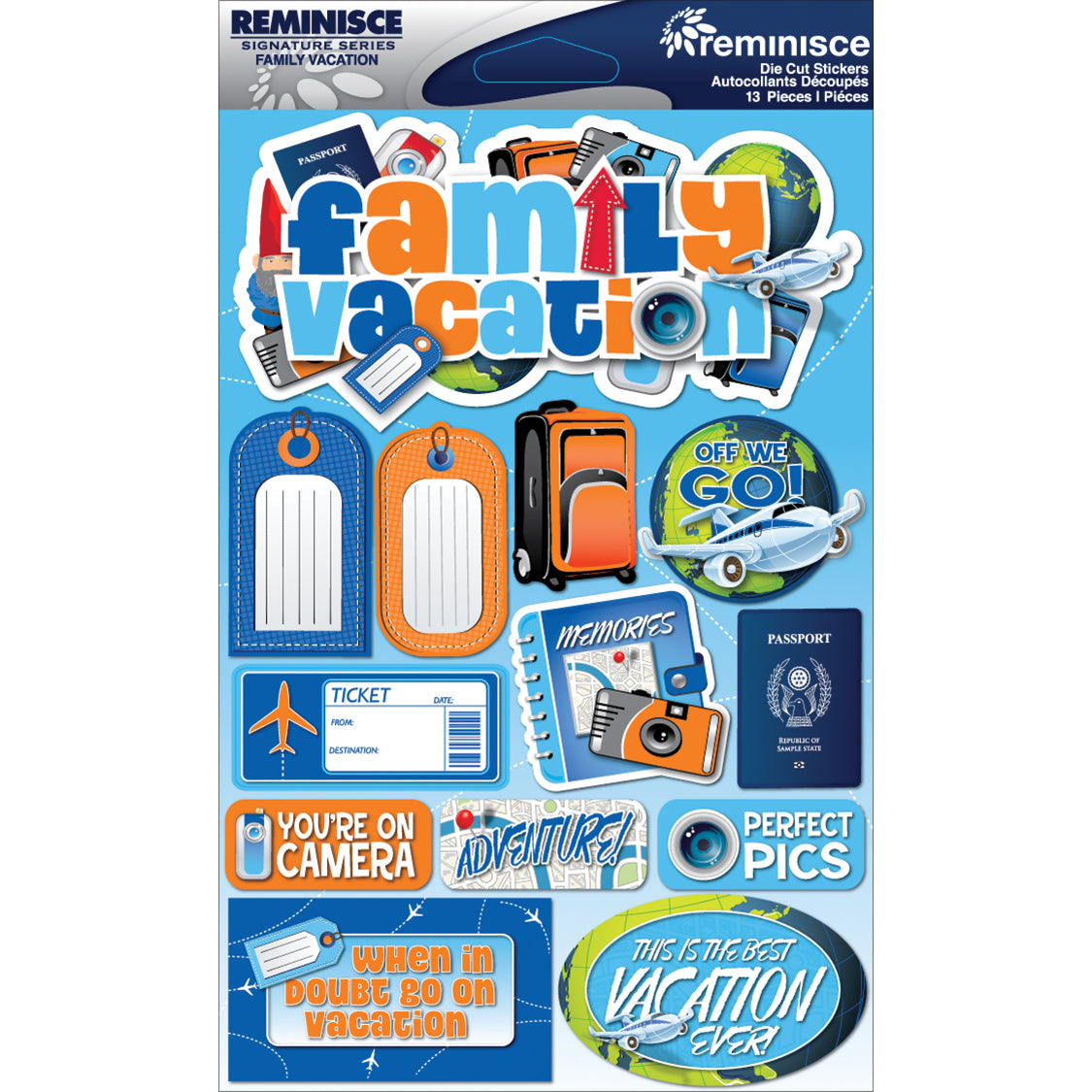 Reminisce Signature Series Dimensional Stickers 4.5"X6" - Family Vacation