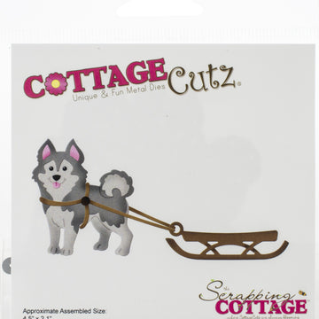 CottageCutz Dies - Husky W/Sled, 4.5"X2.1"