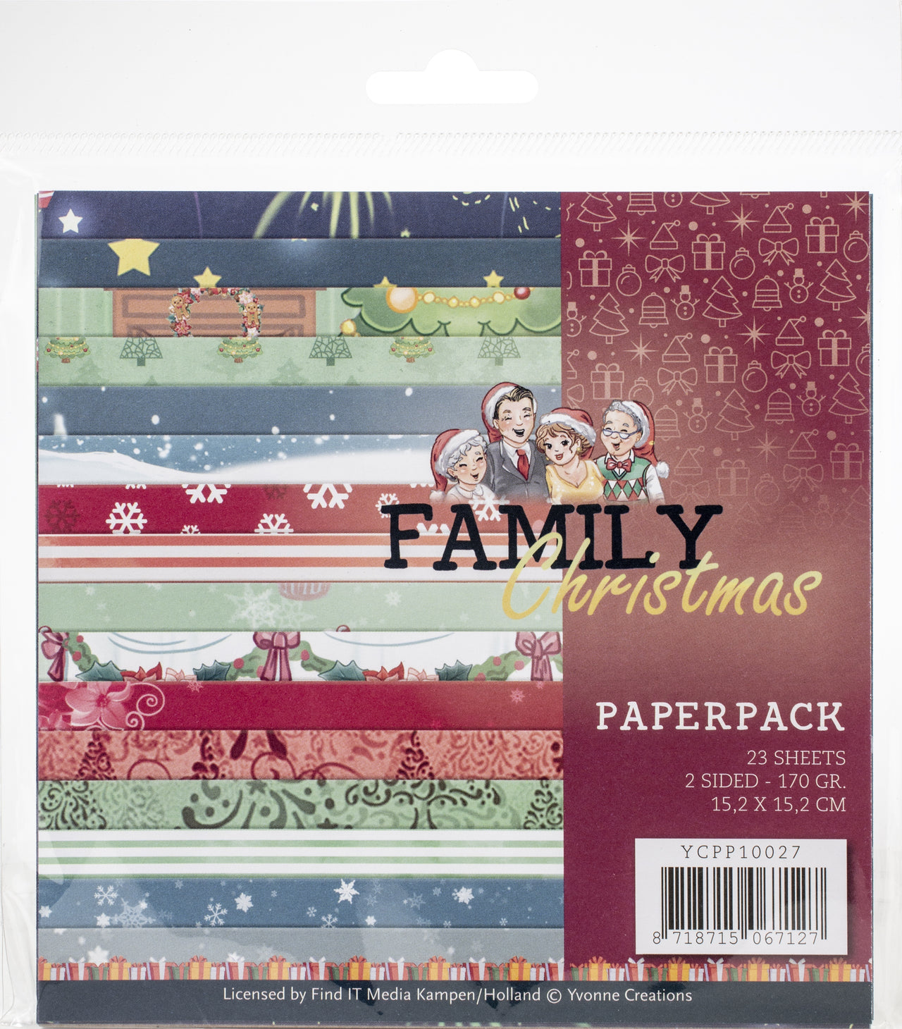 Find It Trading Yvonne Creations Paper Pack 6"X6" 23/Pkg - Family Christmas, Double-Sided