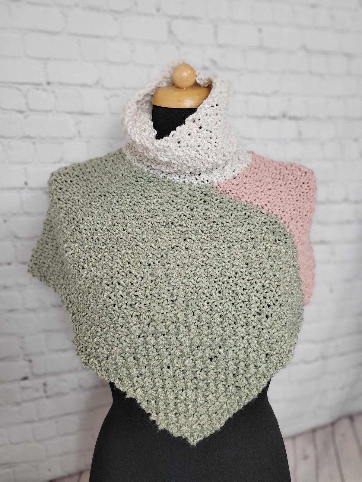 Mossy Turtleneck Poncho