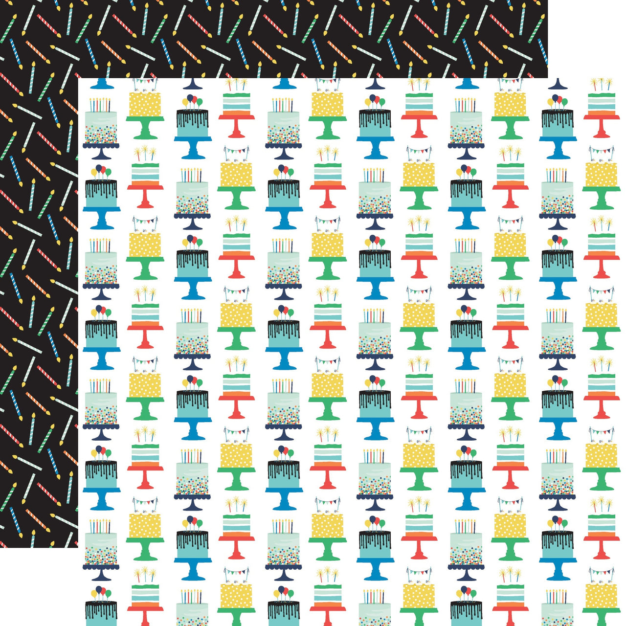 Echo Park Paper It's Your Birthday Boy Double-Sided Cardstock 12"X12" 25/Pkg - Birthday Boy Cakes