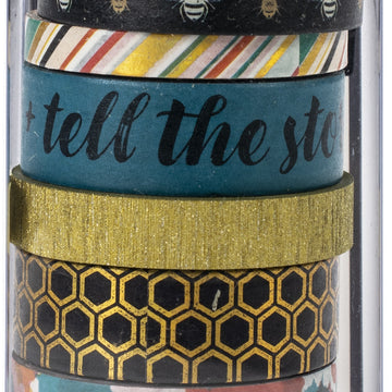 American Crafts Vicki Boutin Wildflower & Honey Washi Tape 8/Pkg - W/Gold Holographic Foil Accents