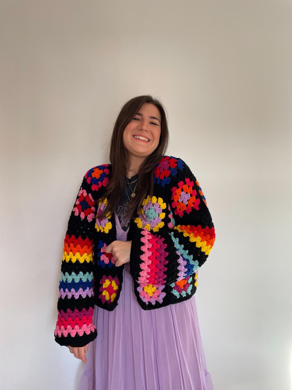 Dk Granny squares and stripes cardigan