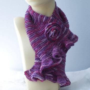 Ruffle Edged Scarf with Flower Scarf Pin
