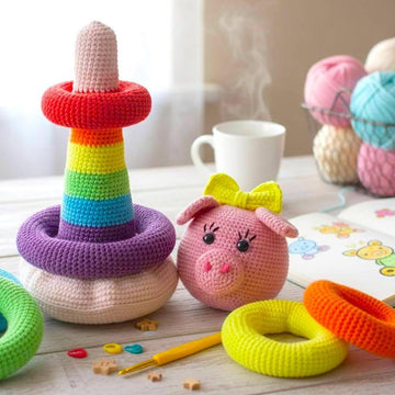 Stacking Rings Rainbow Pig