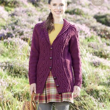 Long Shawl Collared Jacket in Hayfield Bonus Aran with Wool - 7062 - Downloadable PDF