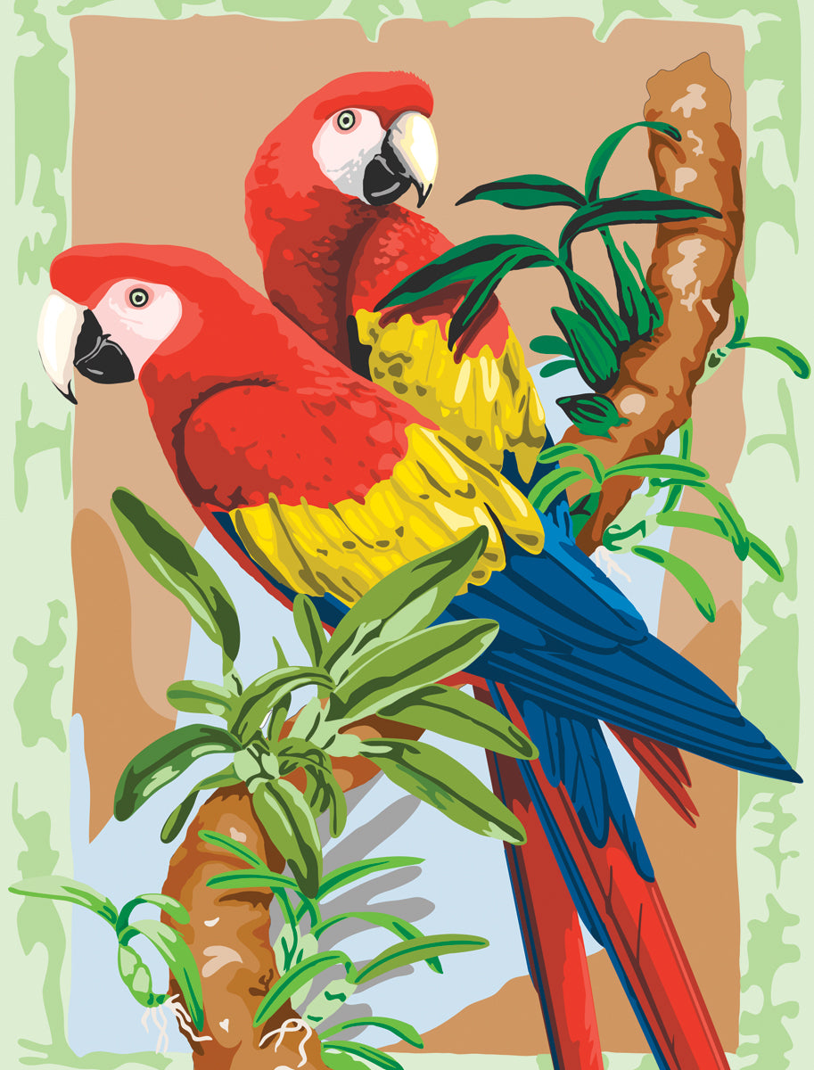 Royal Brush Junior Small Paint By Number Kit 8.75"X11.75" - Bamboo & Parrots