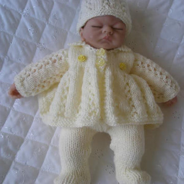 Knitting pattern 10" Dolls Matinee Coat, Hat and Leggings