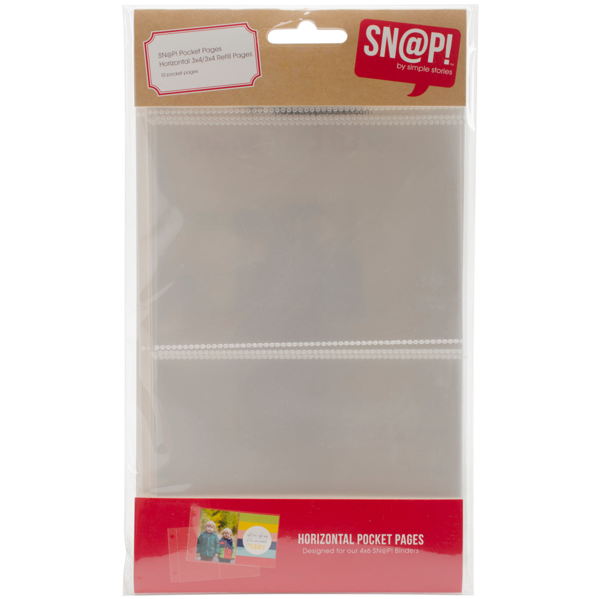 Simple Stories Sn@p! Pocket Pages For 4"X6" Binders 10/Pkg - (2) 3"X4" Horizontal Pockets