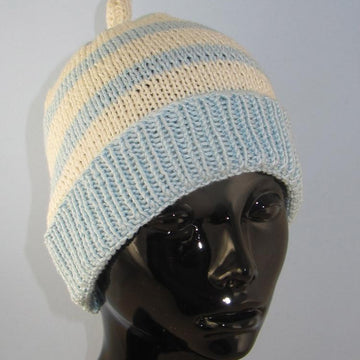 Simple Stripe Topknot Beanie Hat
