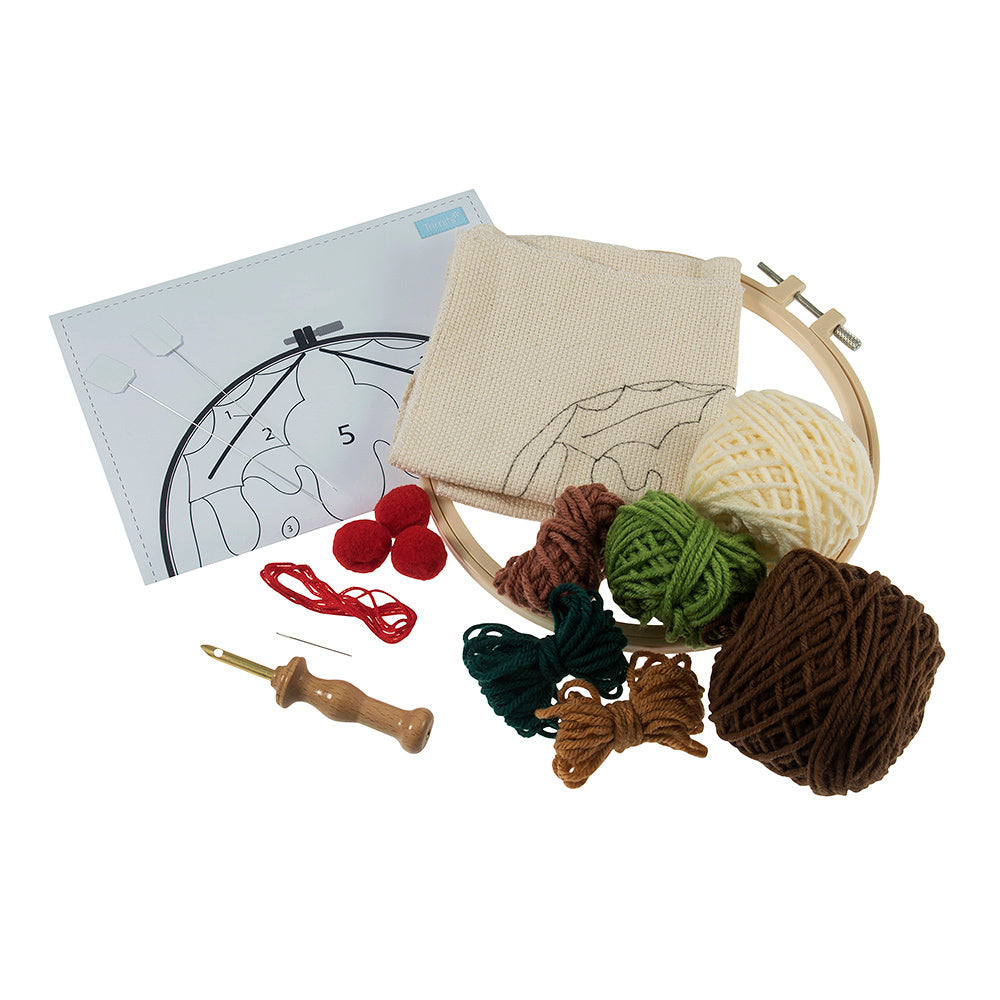 Trimits Yarn Punch Needle Kit with Hoop: Christmas Pudding Punch Needle Kit - 8in