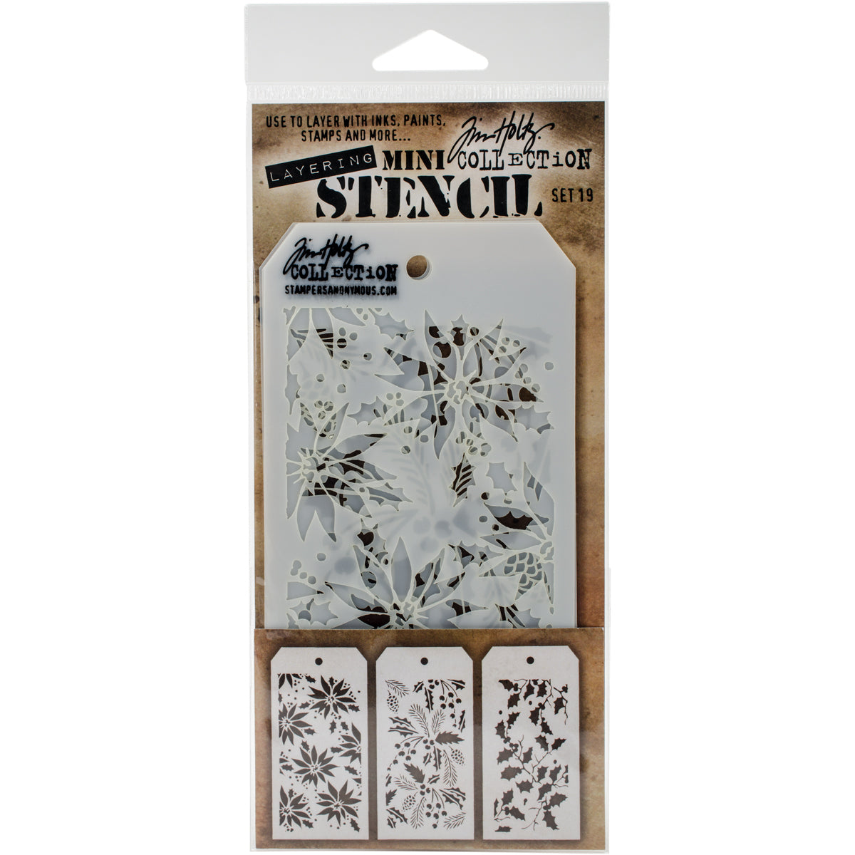 Stampers Anonymous Tim Holtz Mini Layered Stencil Set 3/Pkg - Set #19